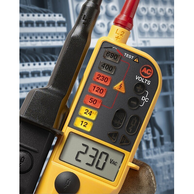 Fluke T150, LCD Voltage tester, 690V, Continuity Check, Battery Powered, CAT III 690V