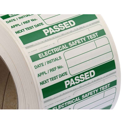 Seaward 339A318 PAT Testing Label, For Use With Portable Appliance Testers