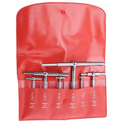 Starrett DY455 Telescopic Gauge Set, Steel, 6 piece