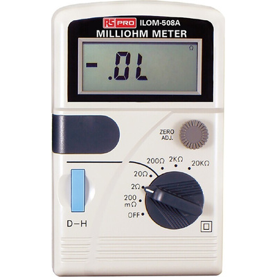 RS PRO Handheld Ohmmeter, 20000 Ω Max, 100μΩ Resolution, 4 Wire - RS Calibrated