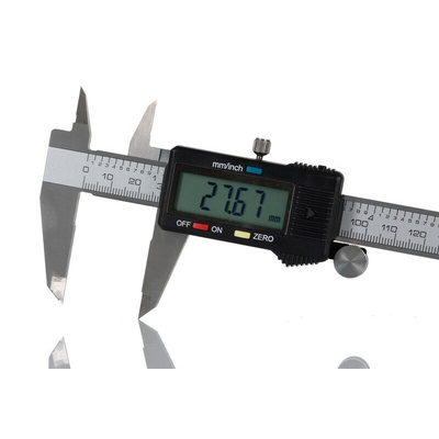 RS PRO 150mm, 6in Digital Caliper Caliper 0.0005 in, 0.01 mm Resolution, Imperial, Metric