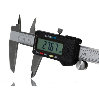 RS PRO 150mm, 6in Digital Caliper Caliper 0.0005 in, 0.01 mm Resolution, Imperial, Metric