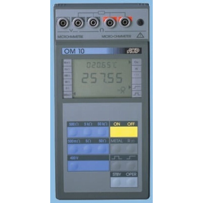 Aoip Instrumentation OM 10 Handheld Ohmmeter, 50000 Ω Max, 0.1 °C, 1 V, 10 μΩ Resolution, 4 Wire
