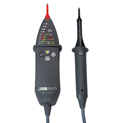 Chauvin Arnoux CA 771, LED Voltage tester, 1000 V ac, 1400V dc, Continuity Check, Battery Powered, CAT IV With RS