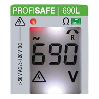 Gossen Metrawatt PROFISAFE 690L, LCD Voltage tester, 690V ac/dc, Continuity Check, Battery Powered, CAT III 690V