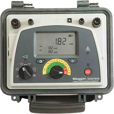 Megger DLRO10HD Handheld Ohmmeter, 2.5 kΩ Max, 100nΩ Resolution, Low Resistance