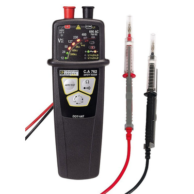 Chauvin Arnoux CA 762 IP2X, LED Voltage tester, 690 V ac, 750V dc, Continuity Check, Battery Powered, CAT IV