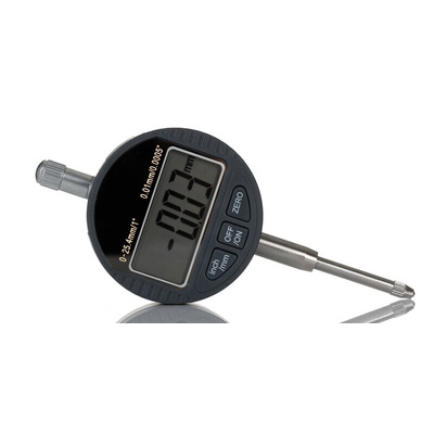 RS PRO Metric 1 x Magnetic Base-MB-1, 1 x Plunger Digital Indicator, 25mm / 1 Travel Measuring Set
