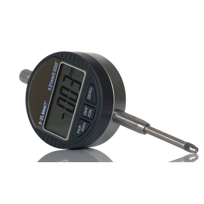 RS PRO Metric 1 x Magnetic Base-MB-1, 1 x Plunger Digital Indicator, 25mm / 1 Travel Measuring Set