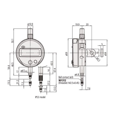 Mitutoyo 543-790B-10Metric Plunger Digital Indicator, 12.7 mm Measurement Range, 0.001 mm Resolution , 0.003 mm Accuracy