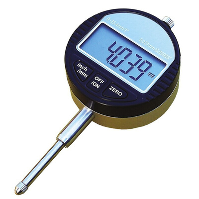 RS PRO Imperial/Metric Dial Indicator, 0 → 25 mm Measurement Range, 0.01 mm Resolution , ±0.05 mm Accuracy