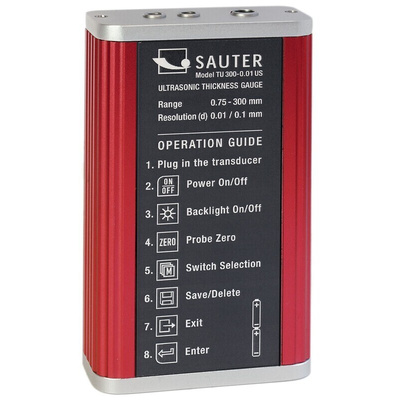 Sauter TU 80-0.01 US Thickness Meter, 0.75mm - 80mm, 0.5% Accuracy, 0.01 mm Resolution, LCD Display