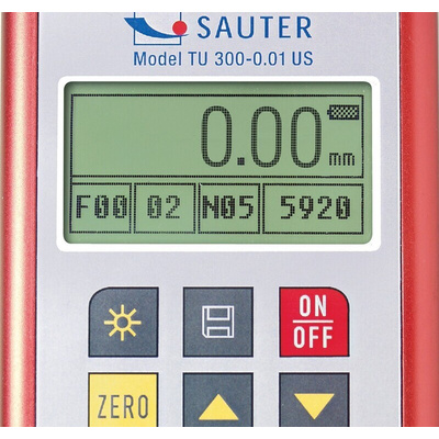 Sauter TU 80-0.01 US Thickness Meter, 0.75mm - 80mm, 0.5% Accuracy, 0.01 mm Resolution, LCD Display