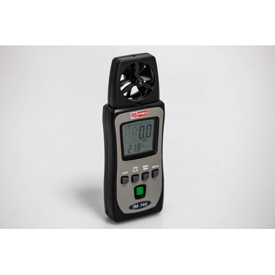 RS PRO IM-740 Rotary Vane Anemometer, 25m/s Max, Measures Air Velocity, Temperature