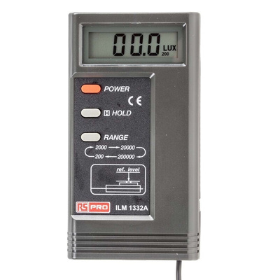 RS PRO ILM1332A Light Meter, 0.01lx to 200000lx, ±3 %