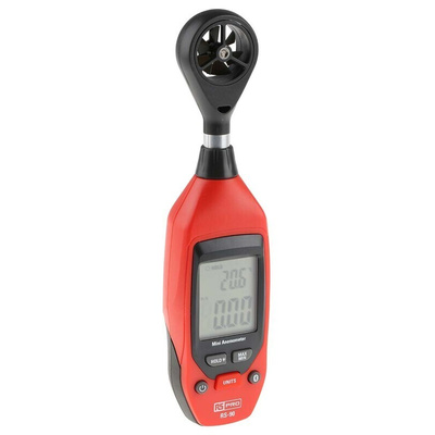 RS PRO RS-90 NTC, Rotary Vane Anemometer, 25m/s Max, Measures Air Temperature, Air Velocity