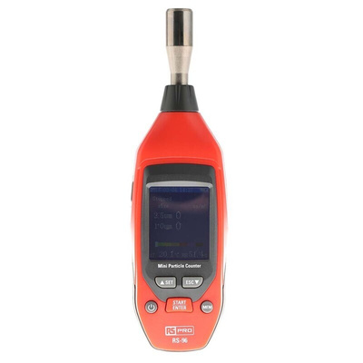 RS PRO RS-96 Air Quality Meter for Humidity, PM 2.5, PM 10, Temperature, +122 °F, +50 °C Max, 100%RH Max,