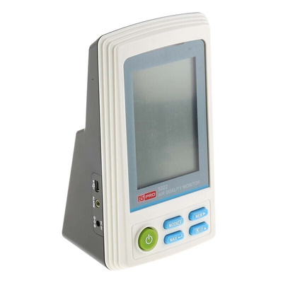 RS PRO 5322 Data Logging Air Quality Monitor for Humidity, Temperature, VOC, +60°C Max, 99%RH Max, Battery-Powered