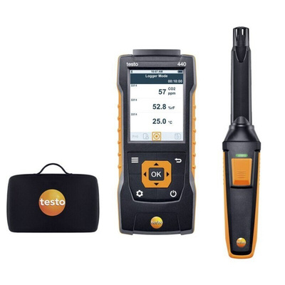 Testo 440 CO₂ Kit with Bluetooth Data Logging Air Quality Monitor for CO2, Humidity, Temperature, +1370°C Max,