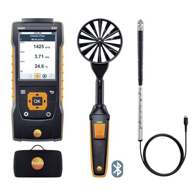 Testo 440 Air Flow ComboKit 2 with Bluetooth Anemometer, Measures Air Velocity, Humidity, Temperature