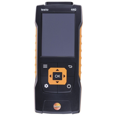 Testo 440 Data Logging Air Quality Monitor for Air Velocity, Temperature, +1370 (Temperature-TC) °C, +150
