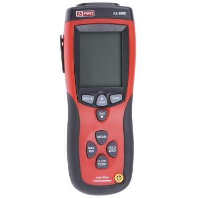 RS PRO DT-8880 Anemometer, 25m/s Max, Measures Air Flow, Air Velocity, Temperature