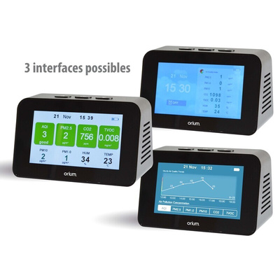 Orium Quaelis 34 Air Quality Meter for CO2, Humidity, Particulate Matter, Temperature, TVOC, +50°C Max, 90%RH Max