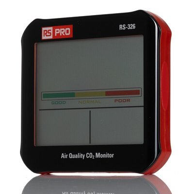 RS PRO RS-326 Air Quality Meter for CO2, Humidity, Temperature, +50°C Max, 100%RH Max, Battery, USB-Powered