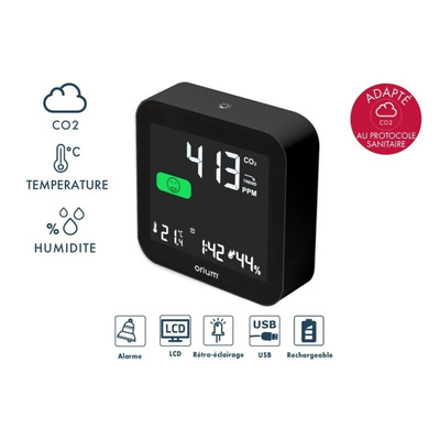 Orium Quaelis 14 CO2 Sensor for CO2, Humidity, Temperature, +50°C Max, 99%RH Max, Rechargeable Battery Via USB
