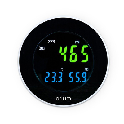 Orium Quaelis 16 CO2 Sensor for CO2, Humidity, Temperature, +70°C Max, 99.9%RH Max, Rechargeable Battery Via USB Cable