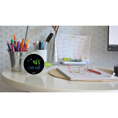 Orium Quaelis 16 CO2 Sensor for CO2, Humidity, Temperature, +70°C Max, 99.9%RH Max, Rechargeable Battery Via USB Cable