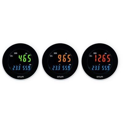 Orium Quaelis 16 CO2 Sensor for CO2, Humidity, Temperature, +70°C Max, 99.9%RH Max, Rechargeable Battery Via USB Cable