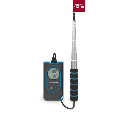 SAUERMANN. Hotwire Anemometer, 30m/s Max, Measures Air Flow, Air Velocity, Temperature