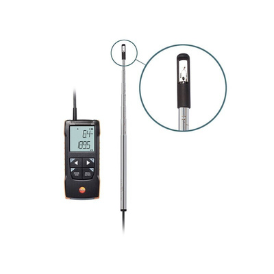 Testo 425 Telescopic Vane Anemometer, 30m/s Max, Measures Air Velocity, Temperature, Volume Flow