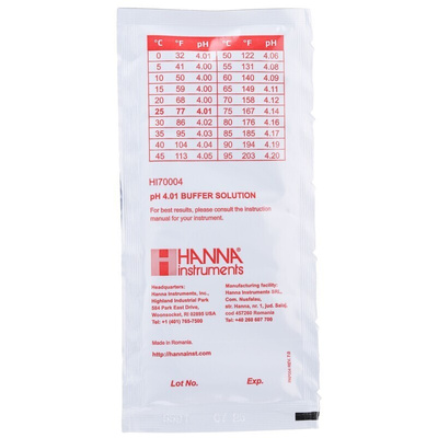 Hanna Instruments HI70004P pH Buffer Solution, 20ml Sachet, 4.01