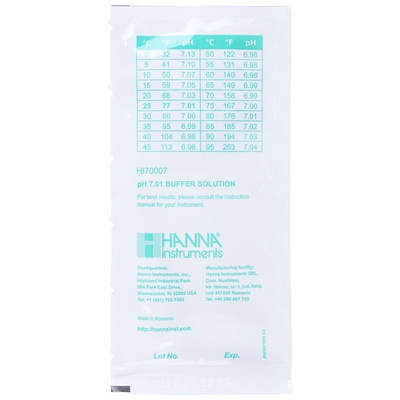 Hanna Instruments HI70007P pH Buffer Solution, 20ml Sachet, 7.01