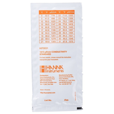 Hanna Instruments HI70031P Buffer Solution 1413μS/cm, 20ml Sachet