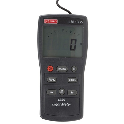 RS PRO ILM1335 Light Meter, 0lx to , ±3% rdg ±0.5% f.s