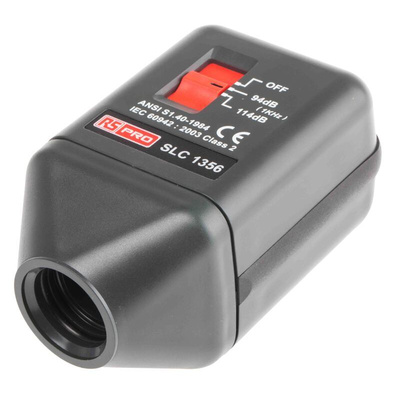 RS PRO Sound Level Calibrator, ±0.5 dB Accuracy, 94 dB, 114 dB Output, 1 in, 1/2 in, 1/4 in Microphone