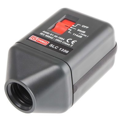 RS PRO Sound Level Calibrator, ±0.5 dB Accuracy, 94 dB, 114 dB Output, 1 in, 1/2 in, 1/4 in Microphone, RS Calibration
