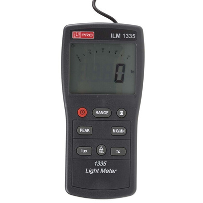 RS PRO ILM1335 Light Meter, 0lx to , ±3 % ± 0.5 Digit %, With RS Calibration