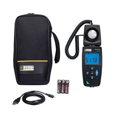 Chauvin Arnoux CA 1110 Light Meter, 0.01 fc, 0.1 lx to 200000lx, ±3 %
