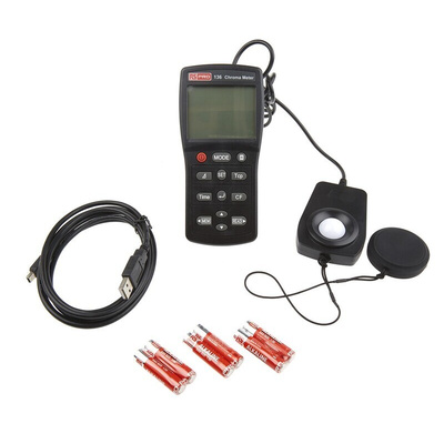RS PRO Light Meter, 0.01 fc, 0.1 lx to 99990lx, ±0.02 (XY/800 lx % @ Standard Illuminant A Measured), ±3 (EV