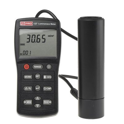 RS PRO Luminance Meters, 9.999 fL, 9.999 cd/m² to 1999lx, ±3 (Calibrated to Standard Incandescent Lamp (2856 K % @