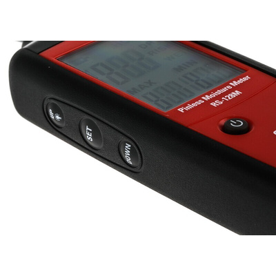 RS PRO RS-128M Moisture Meter, 100 % RH Max, Digital Display, Battery-Powered