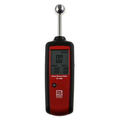 RS PRO RS-128M Moisture Meter, 100 % RH Max, Digital Display, Battery-Powered