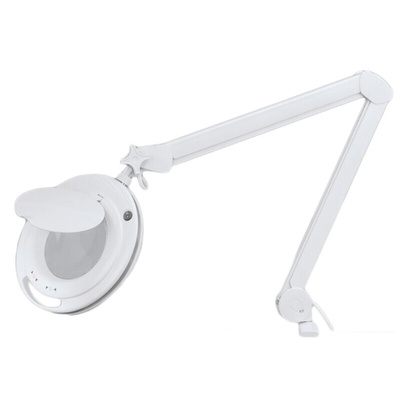 RS PRO LED Magnifying Lamp with Table Clamp Mount, 3 dpt, 5dioptre, 125mm Lens Dia., 125mm Lens