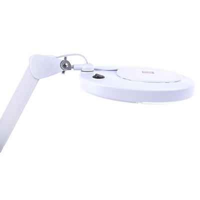 RS PRO LED Magnifying Lamp with Table Clamp Mount, 3dioptre, 125mm Lens Dia., 125mm Lens