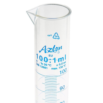 RS PRO PMP Measuring Cylinder, 100ml