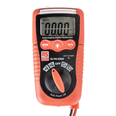 RS PRO IDM20 Handheld Digital Multimeter, 200mA ac Max, 200mA dc Max, 600V ac Max